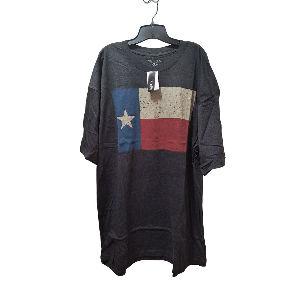 Walnut & 39th Distressed Texas Flag T-Shirt Men's Charcoal Gray 3XLT Bioworld